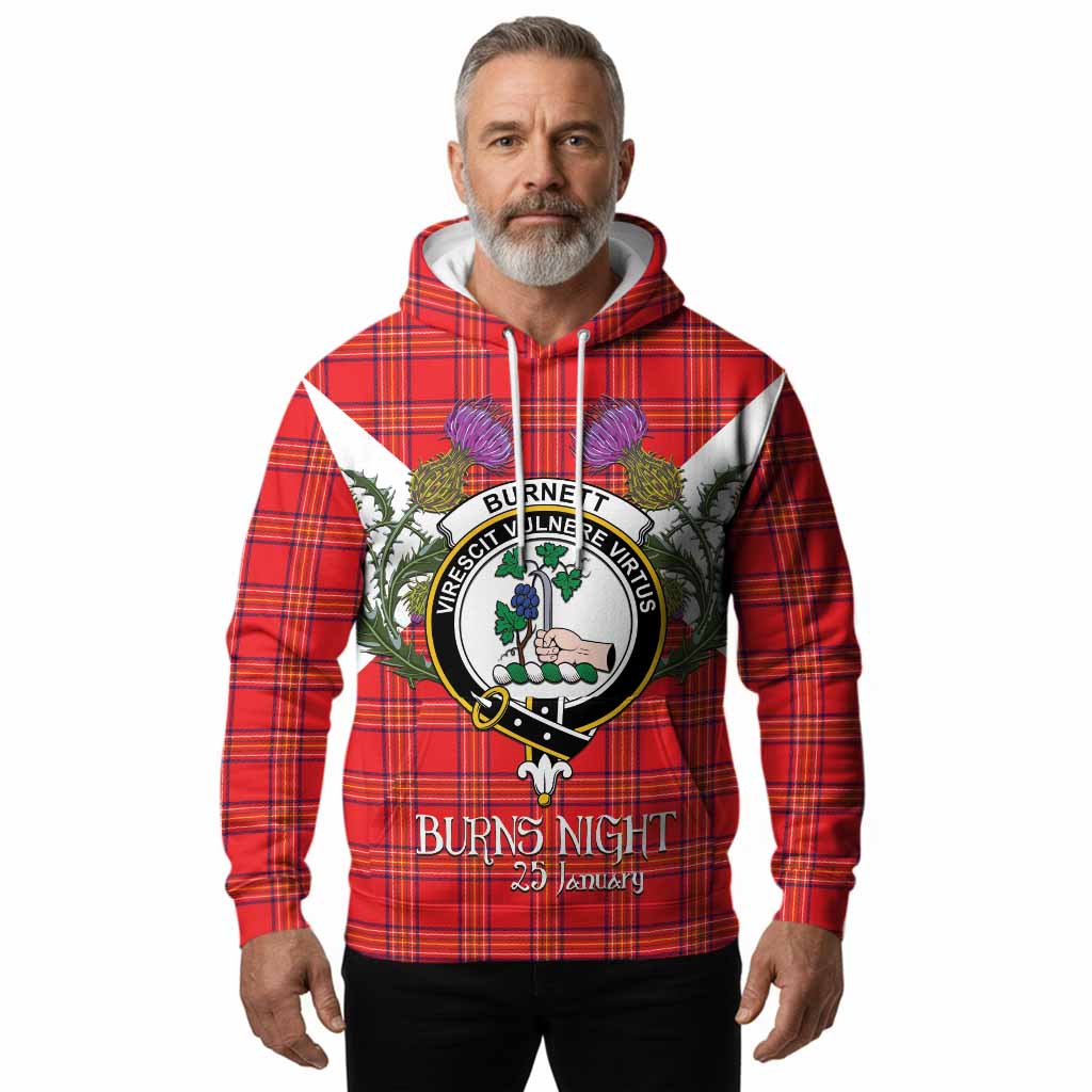 Burnett Tartan Family Crest Hoodie Scottish Burns Night Thistle Floral