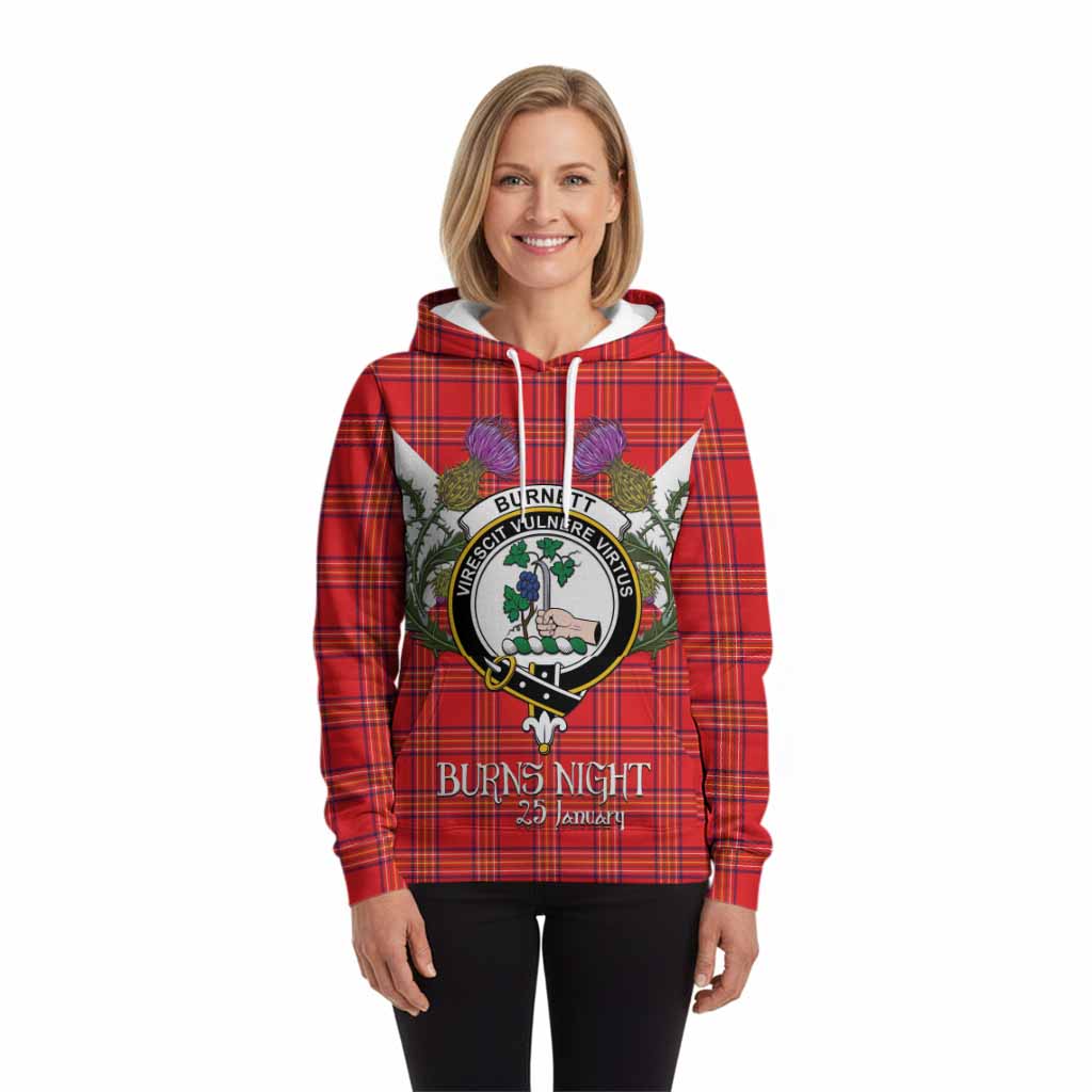 Burnett Tartan Family Crest Hoodie Scottish Burns Night Thistle Floral
