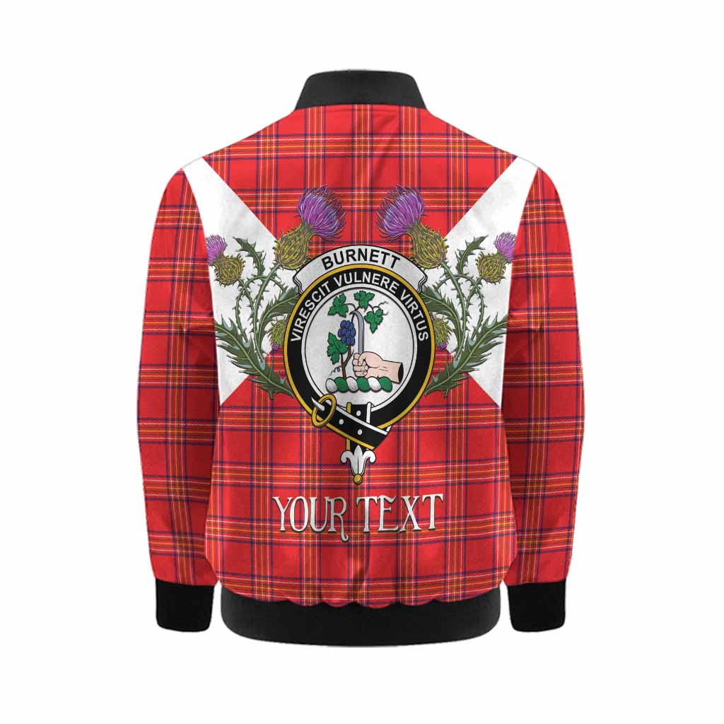 Burnett Tartan Family Crest Kid Bomber Jacket Scottish Burns Night Thistle Floral