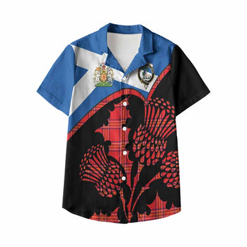 Burnett Tartan Family Crest Kid Hawaiian Shirt Scotland Thistle Floral Flag Style