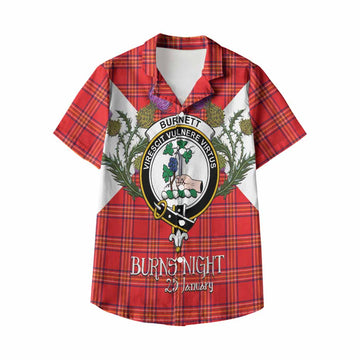 Burnett Tartan Family Crest Kid Hawaiian Shirt Scottish Burns Night Thistle Floral