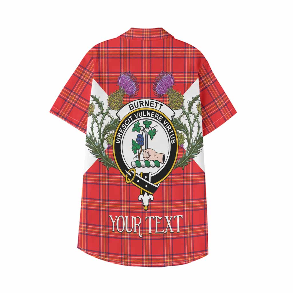 Burnett Tartan Family Crest Kid Hawaiian Shirt Scottish Burns Night Thistle Floral