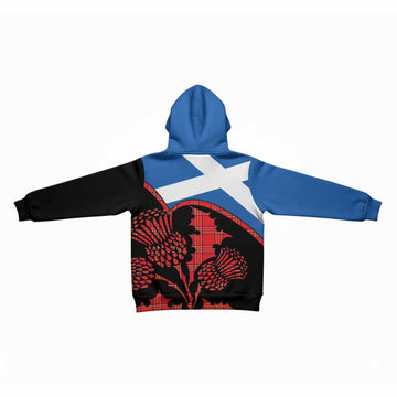 Burnett Tartan Family Crest Kid Hoodie Scotland Thistle Floral Flag Style
