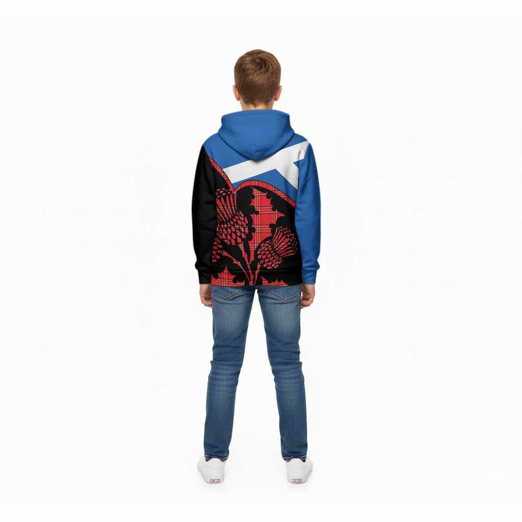 Burnett Tartan Family Crest Kid Hoodie Scotland Thistle Floral Flag Style