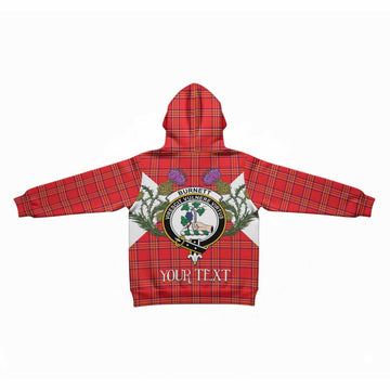 Burnett Tartan Family Crest Kid Hoodie Scottish Burns Night Thistle Floral