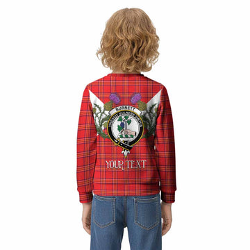 Burnett Tartan Family Crest Kid Knitted Sweatshirt Scottish Burns Night Thistle Floral