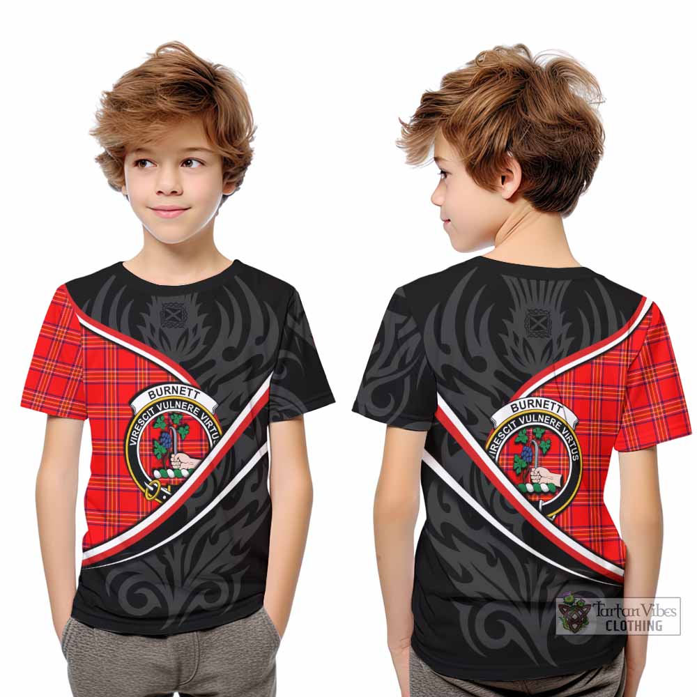 Burnett Tartan Family Crest Kid T-shirt Celtic Scottish Thistle Floral - Tartan Vibes Clothing