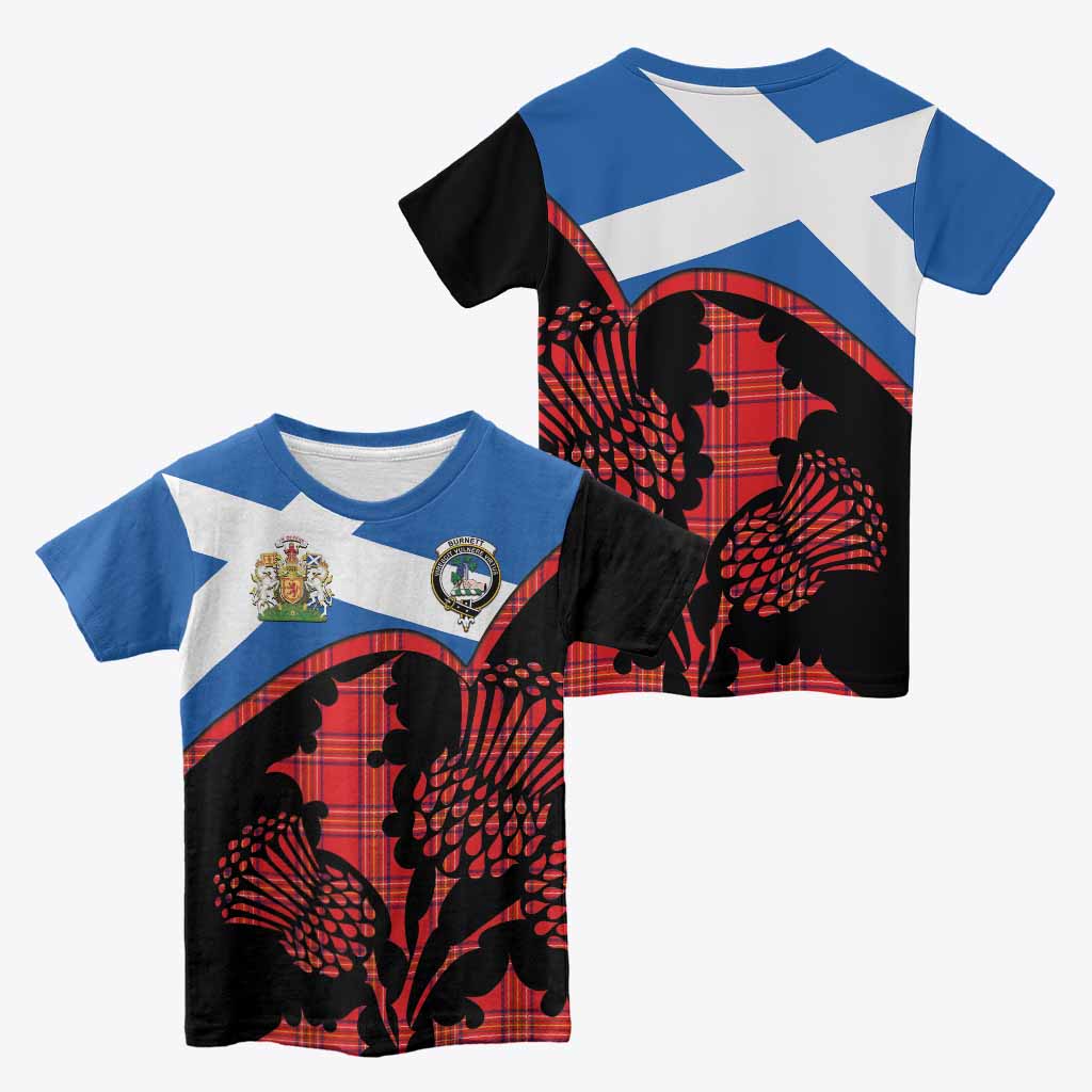 Burnett Tartan Family Crest Kid T-shirt Scotland Thistle Floral Flag Style