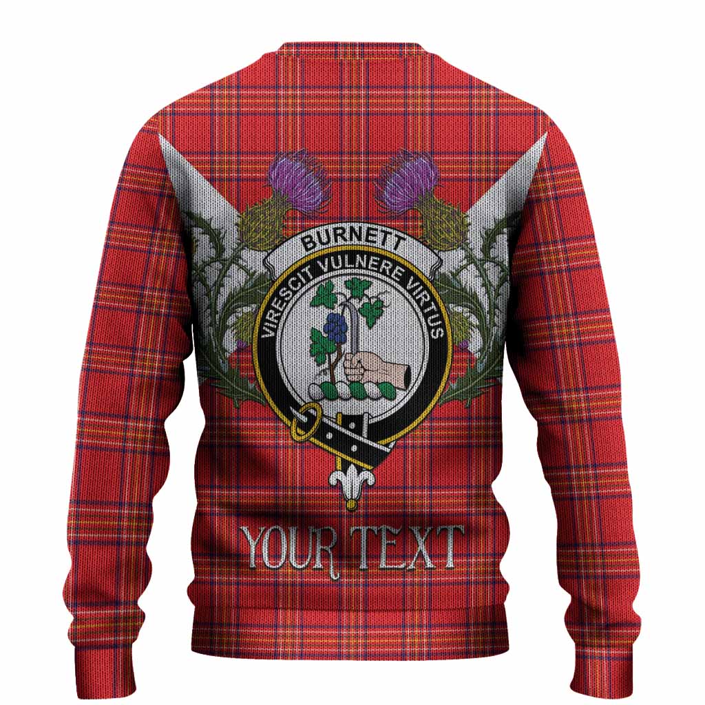 Burnett Tartan Family Crest Knitted Sweater Scottish Burns Night Thistle Floral