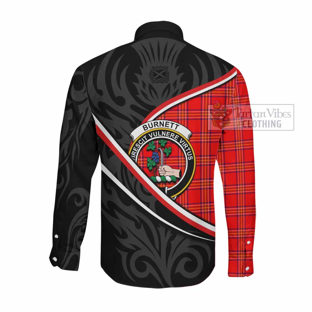 Burnett Tartan Family Crest Long Sleeve Button Shirts Celtic Scottish Thistle Floral - Tartan Vibes Clothing