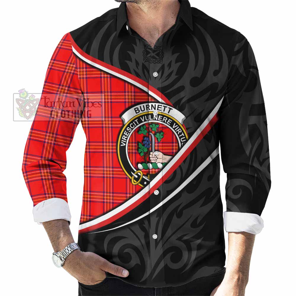 Burnett Tartan Family Crest Long Sleeve Button Shirts Celtic Scottish Thistle Floral - Tartan Vibes Clothing
