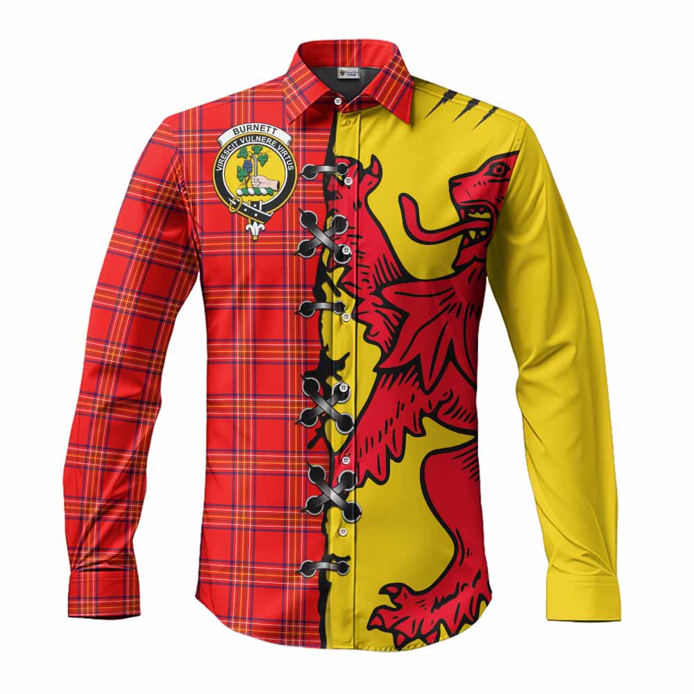 Burnett Tartan Family Crest Long Sleeve Button Shirts Lion Rampant Honor - Tartan Vibes Clothing