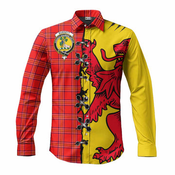 Burnett Tartan Family Crest Long Sleeve Button Shirts Lion Rampant Honor - Tartan Vibes Clothing