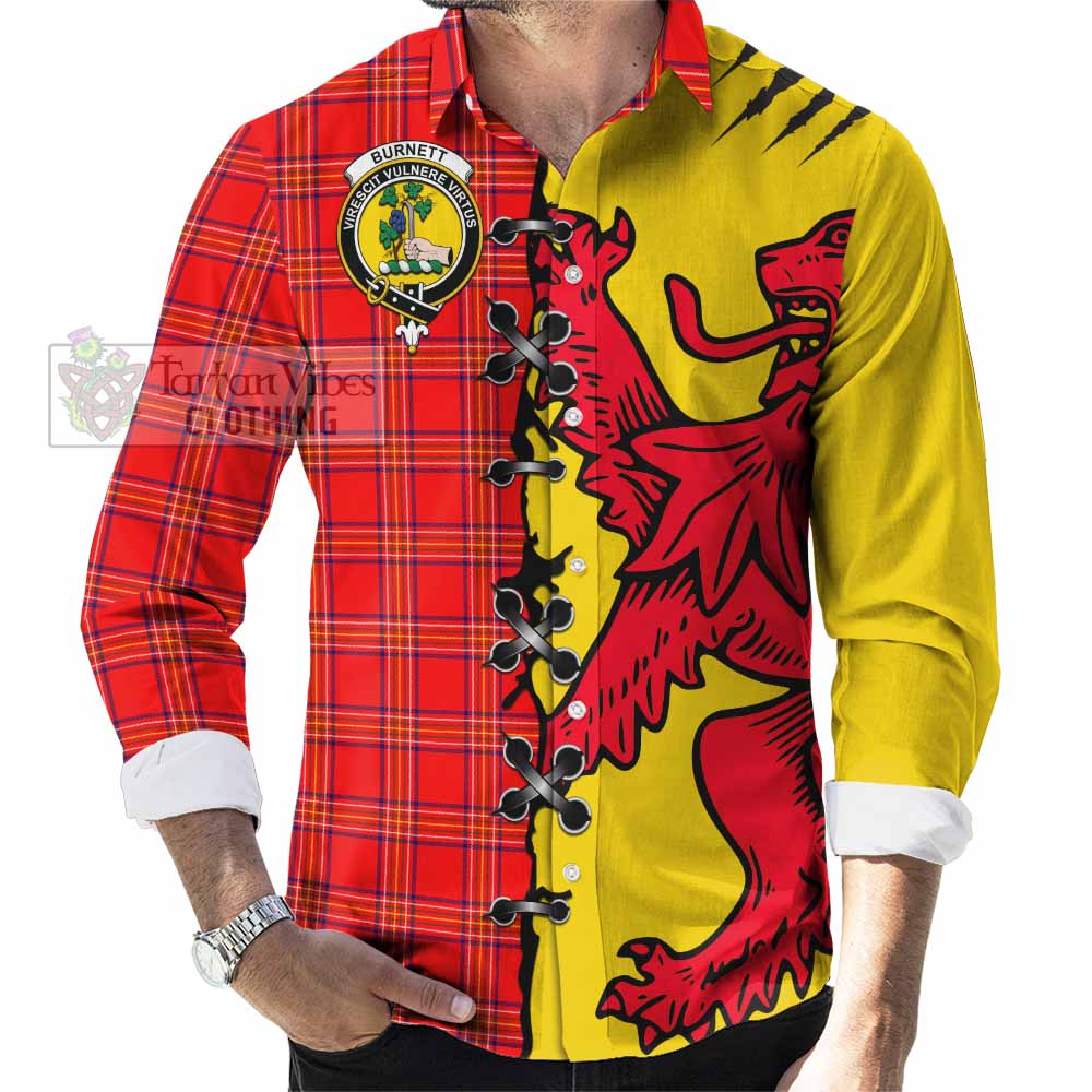 Burnett Tartan Family Crest Long Sleeve Button Shirts Lion Rampant Honor - Tartan Vibes Clothing