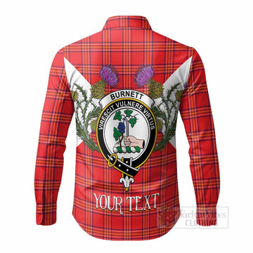 Burnett Tartan Family Crest Long Sleeve Button Shirts Scottish Burns Night Thistle Floral