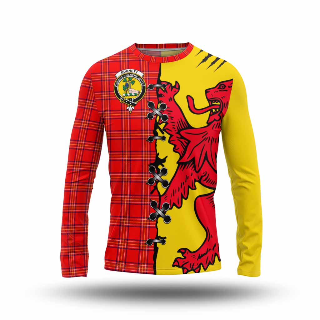 Burnett Tartan Family Crest Long Sleeve T-Shirt Lion Rampant Honor - Tartan Vibes Clothing
