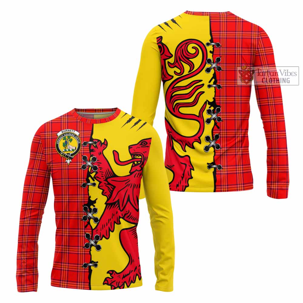 Burnett Tartan Family Crest Long Sleeve T-Shirt Lion Rampant Honor - Tartan Vibes Clothing