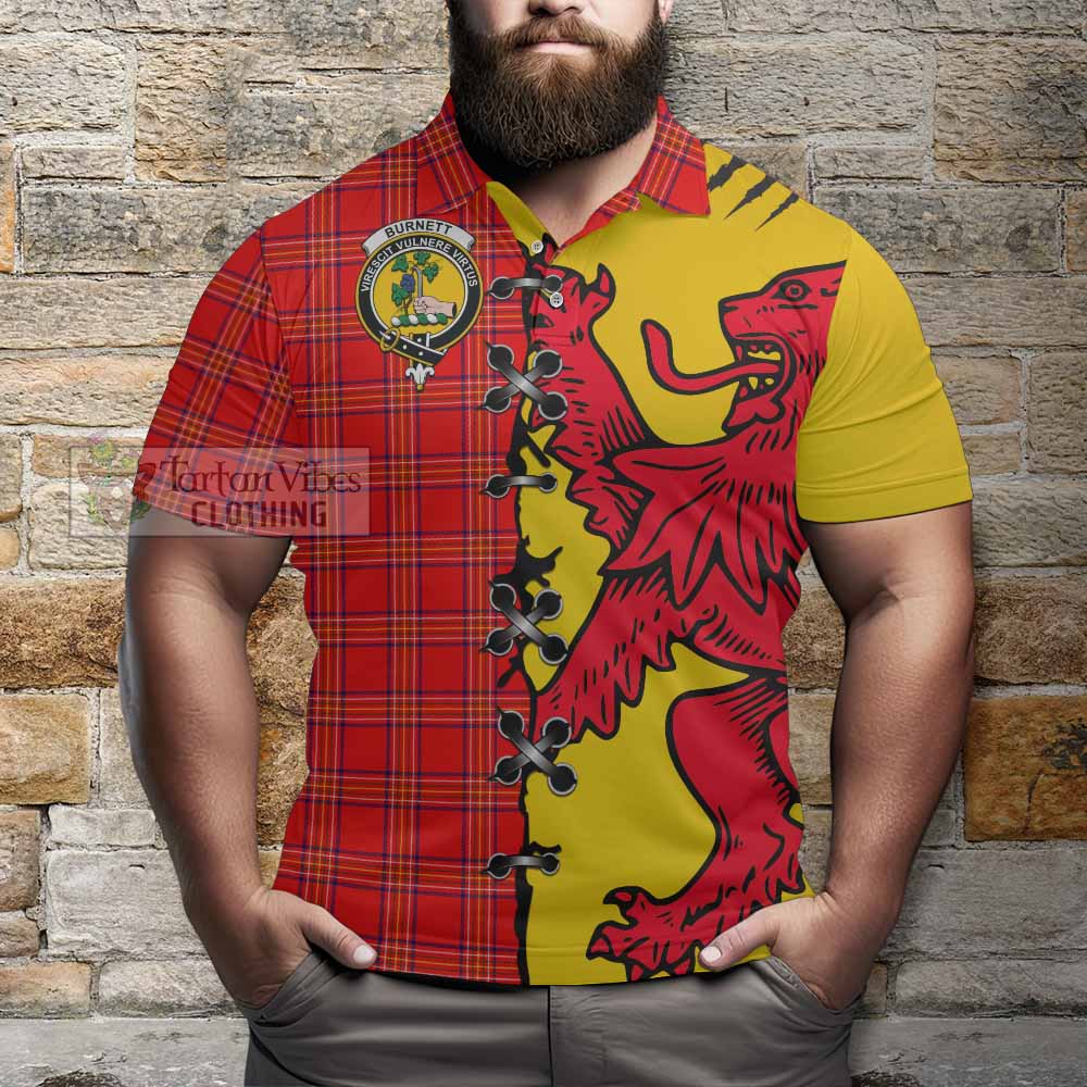 Burnett Tartan Family Crest Polo Shirt Lion Rampant Honor - Tartan Vibes Clothing