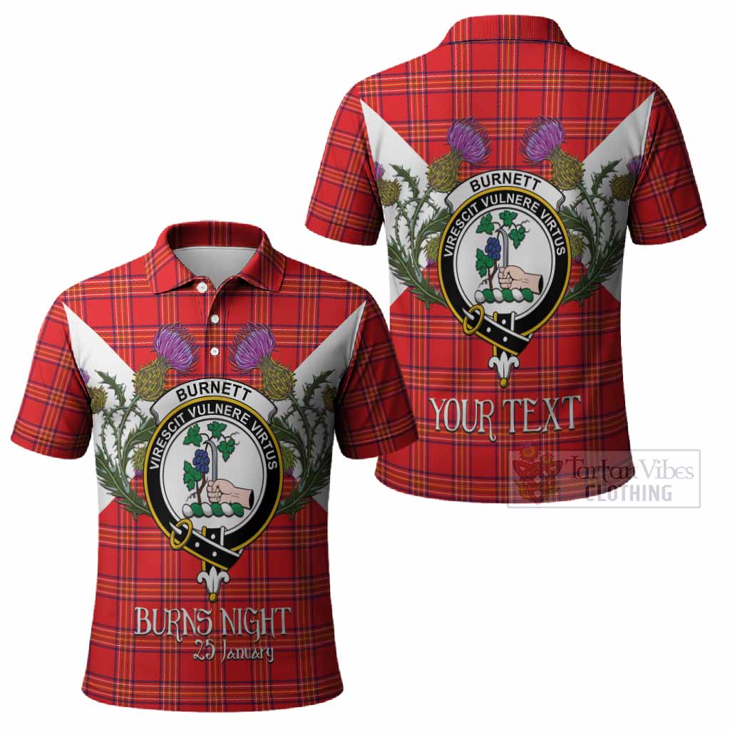 Burnett Tartan Family Crest Polo Shirt Scottish Burns Night Thistle Floral