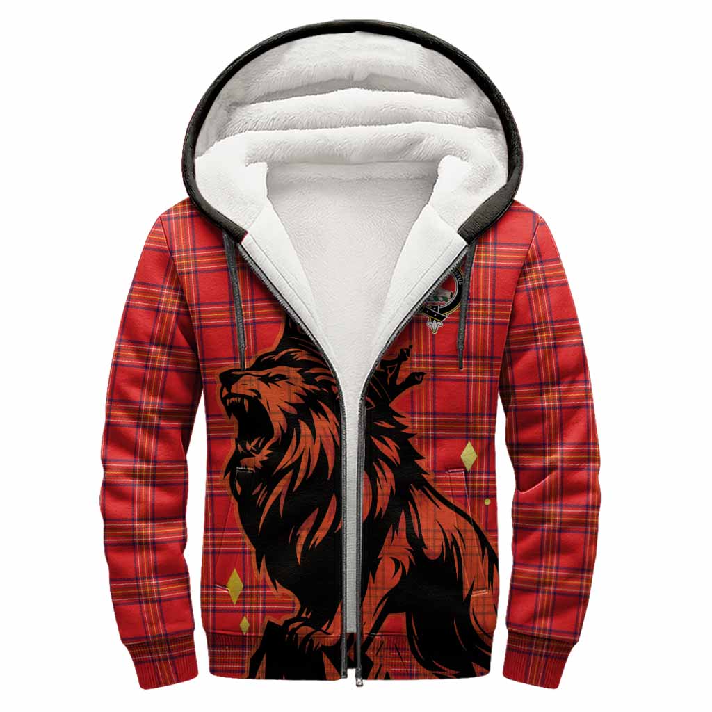 Burnett Tartan Family Crest Sherpa Hoodie Crowned Lion Roaring