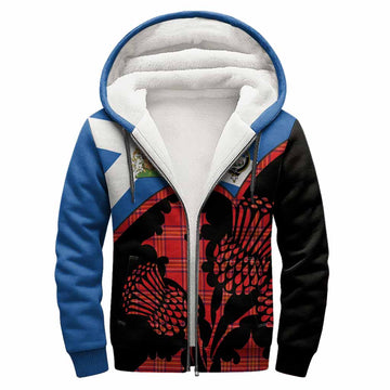 Burnett Tartan Family Crest Sherpa Hoodie Scotland Thistle Floral Flag Style