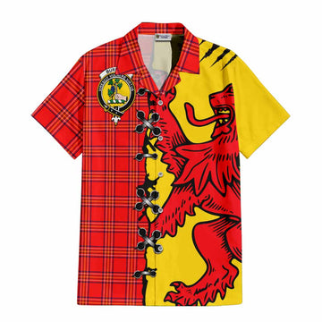 Burnett Tartan Family Crest Hawaiian Shirt Lion Rampant Honor