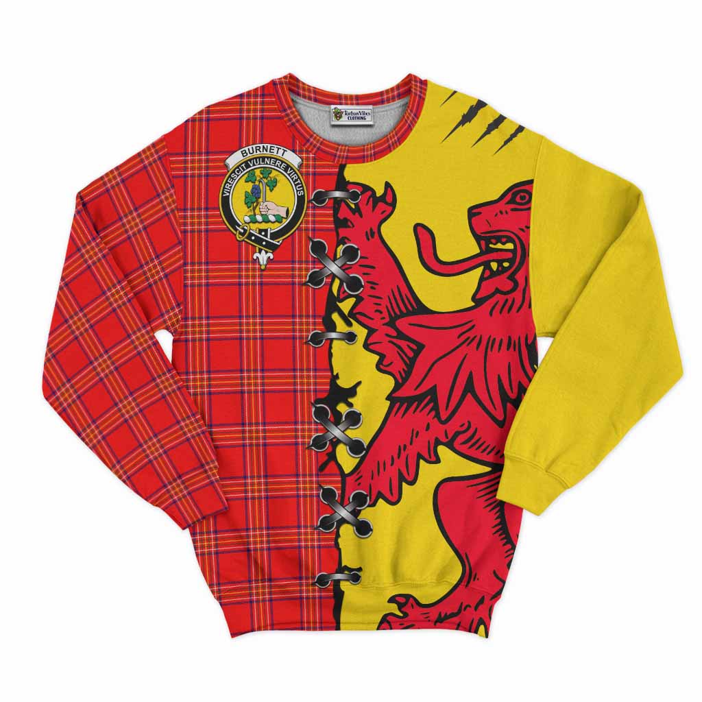Burnett Tartan Family Crest Sweatshirt Lion Rampant Honor - Tartan Vibes Clothing