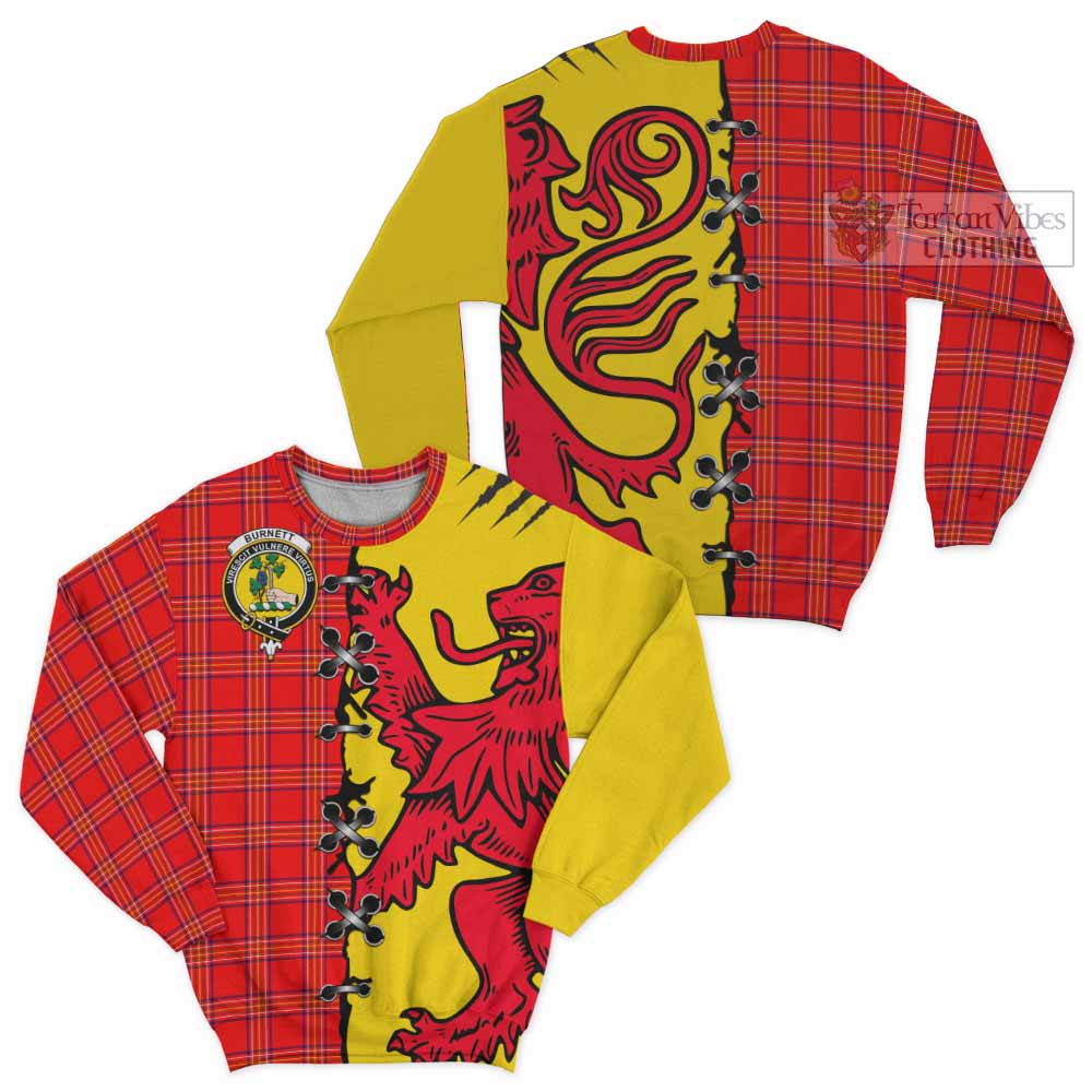 Burnett Tartan Family Crest Sweatshirt Lion Rampant Honor - Tartan Vibes Clothing
