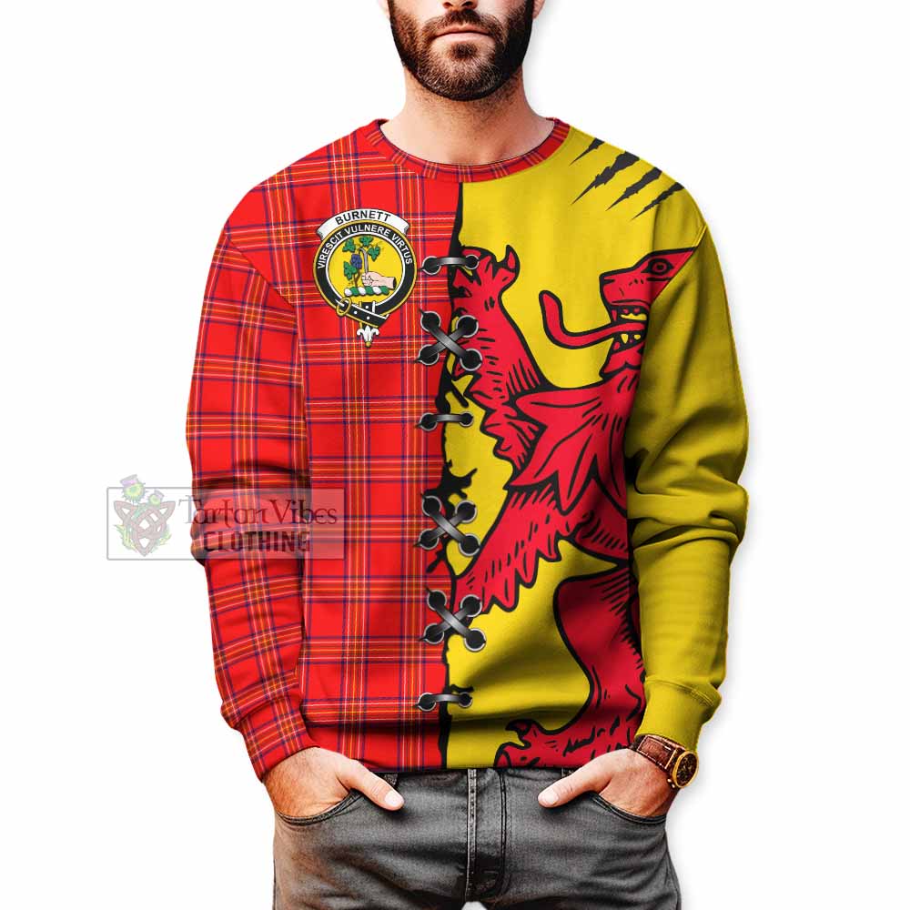 Burnett Tartan Family Crest Sweatshirt Lion Rampant Honor - Tartan Vibes Clothing
