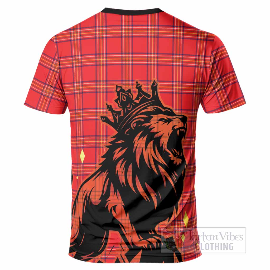 Burnett Tartan Family Crest T-Shirt Crowned Lion Roaring