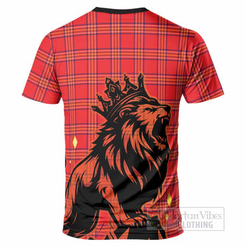 Burnett Tartan Family Crest T-Shirt Crowned Lion Roaring