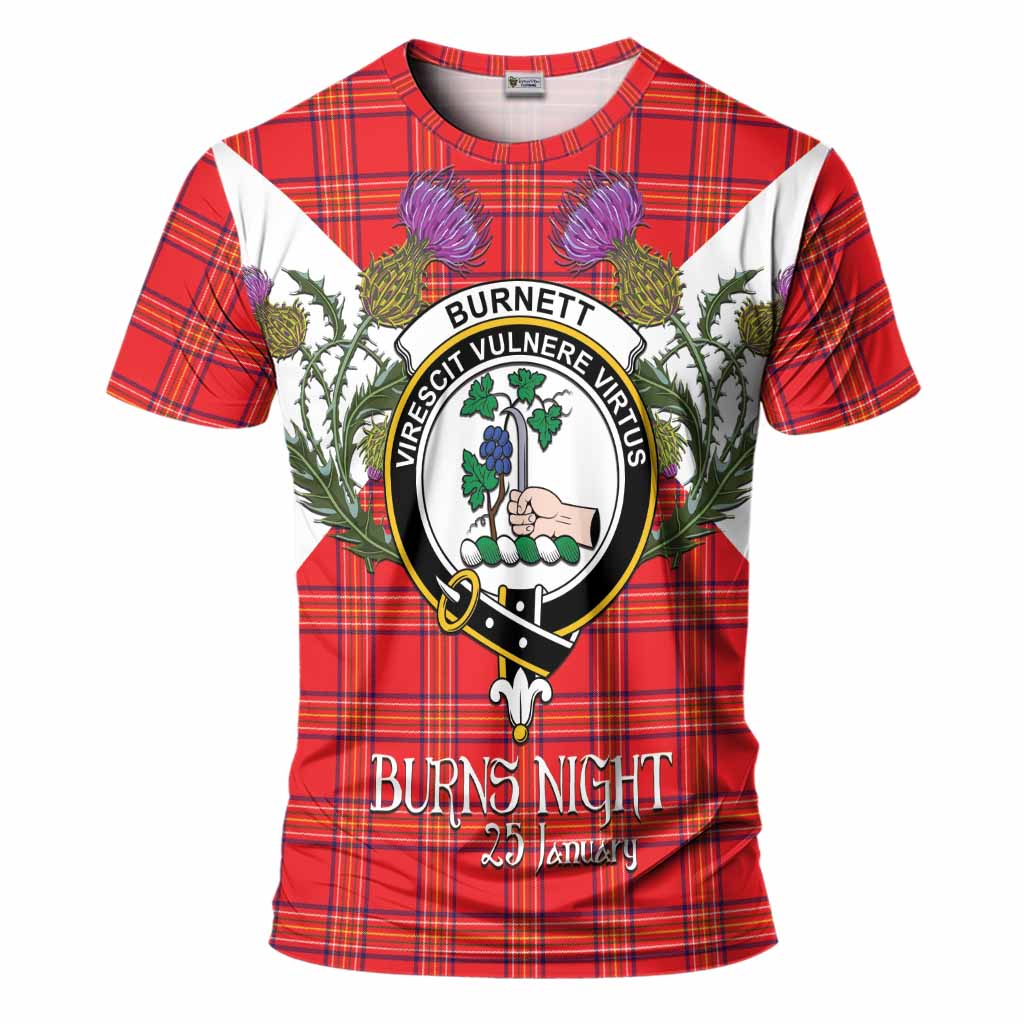 Burnett Tartan Family Crest T-Shirt Scottish Burns Night Thistle Floral