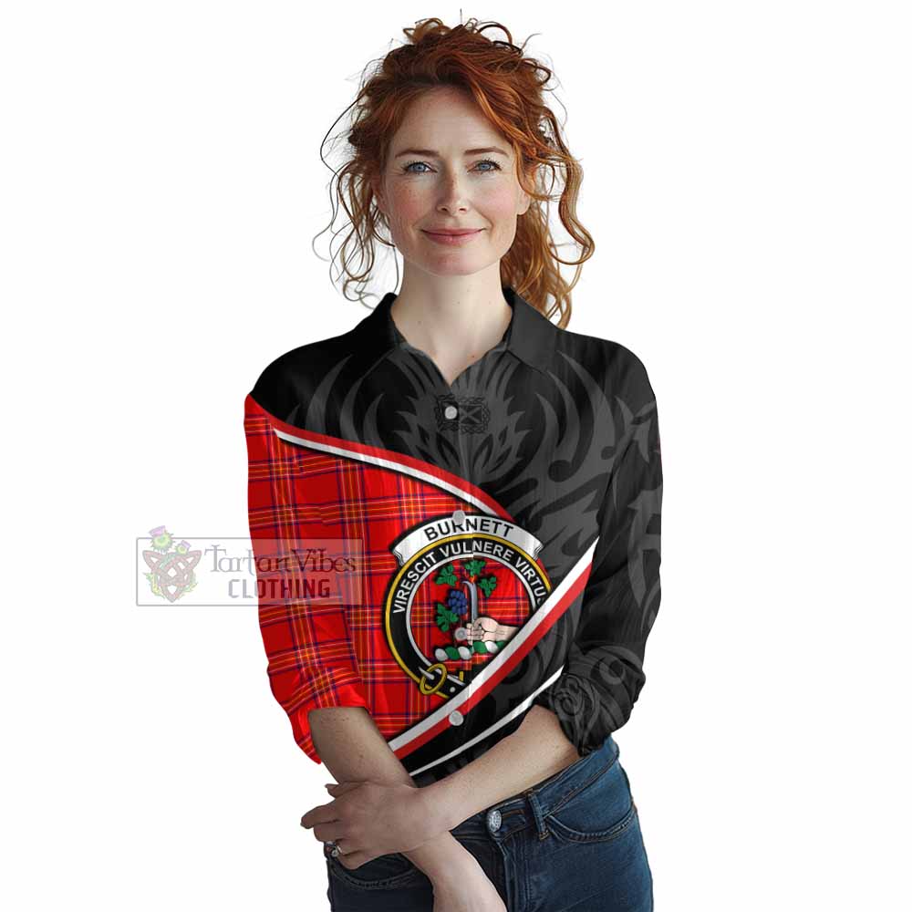 Burnett Tartan Family Crest Women Casual Shirt Celtic Scottish Thistle Floral - Tartan Vibes Clothing