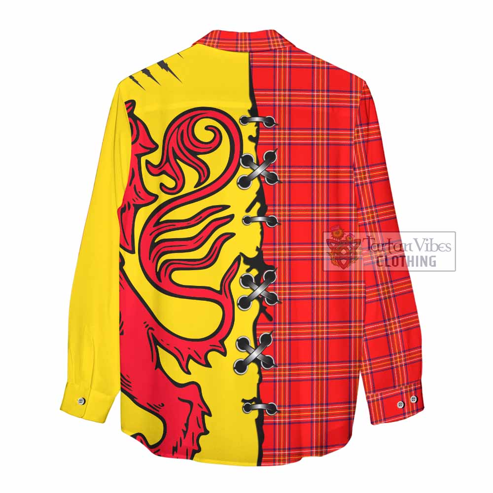 Burnett Tartan Family Crest Women Casual Shirt Lion Rampant Honor - Tartan Vibes Clothing