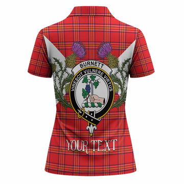 Burnett Tartan Family Crest Women Polo Shirt Scottish Burns Night Thistle Floral