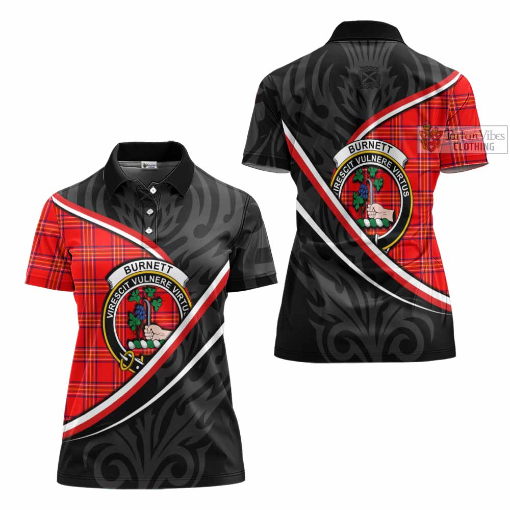 Burnett Tartan Family Crest Women's Polo Shirt Celtic Scottish Thistle Floral - Tartan Vibes Clothing