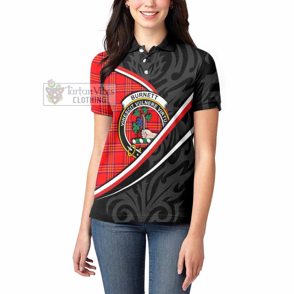 Burnett Tartan Family Crest Women's Polo Shirt Celtic Scottish Thistle Floral - Tartan Vibes Clothing