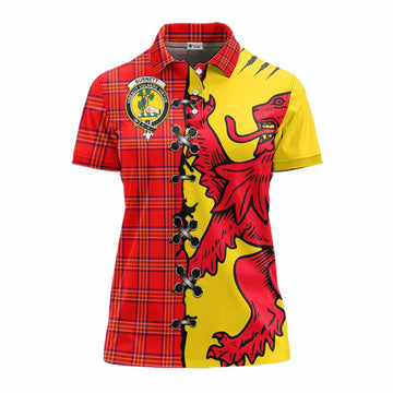 Burnett Tartan Family Crest Women's Polo Shirt Lion Rampant Honor - Tartan Vibes Clothing
