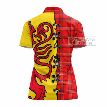 Burnett Tartan Family Crest Women's Polo Shirt Lion Rampant Honor - Tartan Vibes Clothing