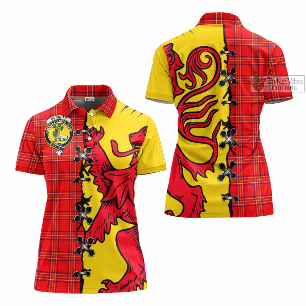 Burnett Tartan Family Crest Women's Polo Shirt Lion Rampant Honor - Tartan Vibes Clothing