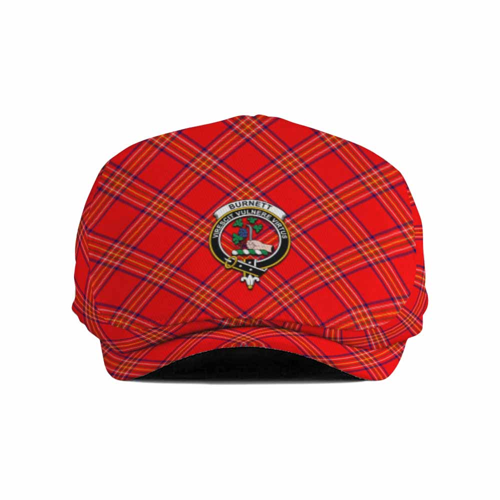 Burnett Tartan Flat Cap, Jeff Cap Cross Style with Family Crest - Tartan Vibes Clothing