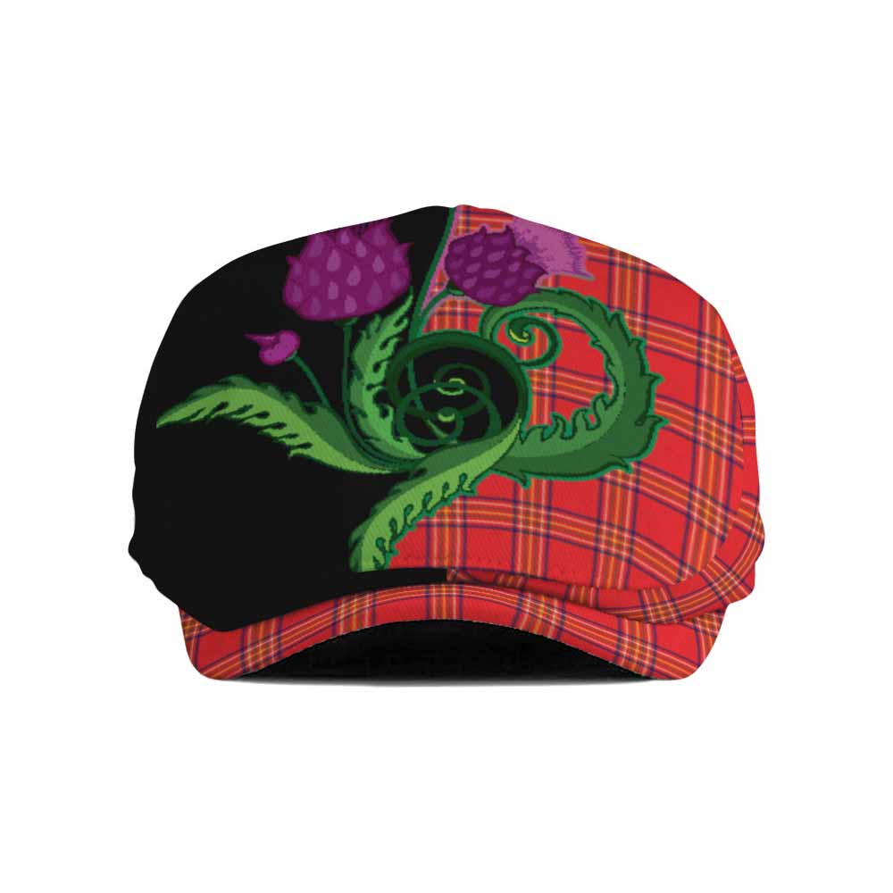 Burnett Tartan Flat Cap, Jeff Cap Traditional Scottish Thistle