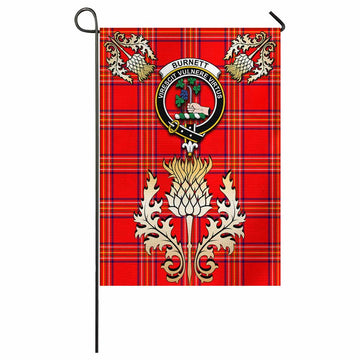 Burnett Tartan Garden Flag with Golden Regal Scottish Thistle Emblem
