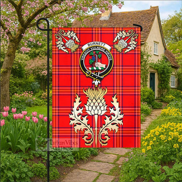 Burnett Tartan Garden Flag with Golden Regal Scottish Thistle Emblem