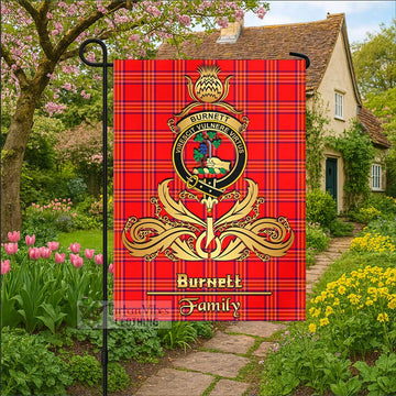 Burnett Tartan Garden Flag with Highland Thistle Cherish Family Crest Style