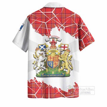 Burnett Tartan Hawaiian Shirt with Family Crest and Lion Rampant Grunge Style