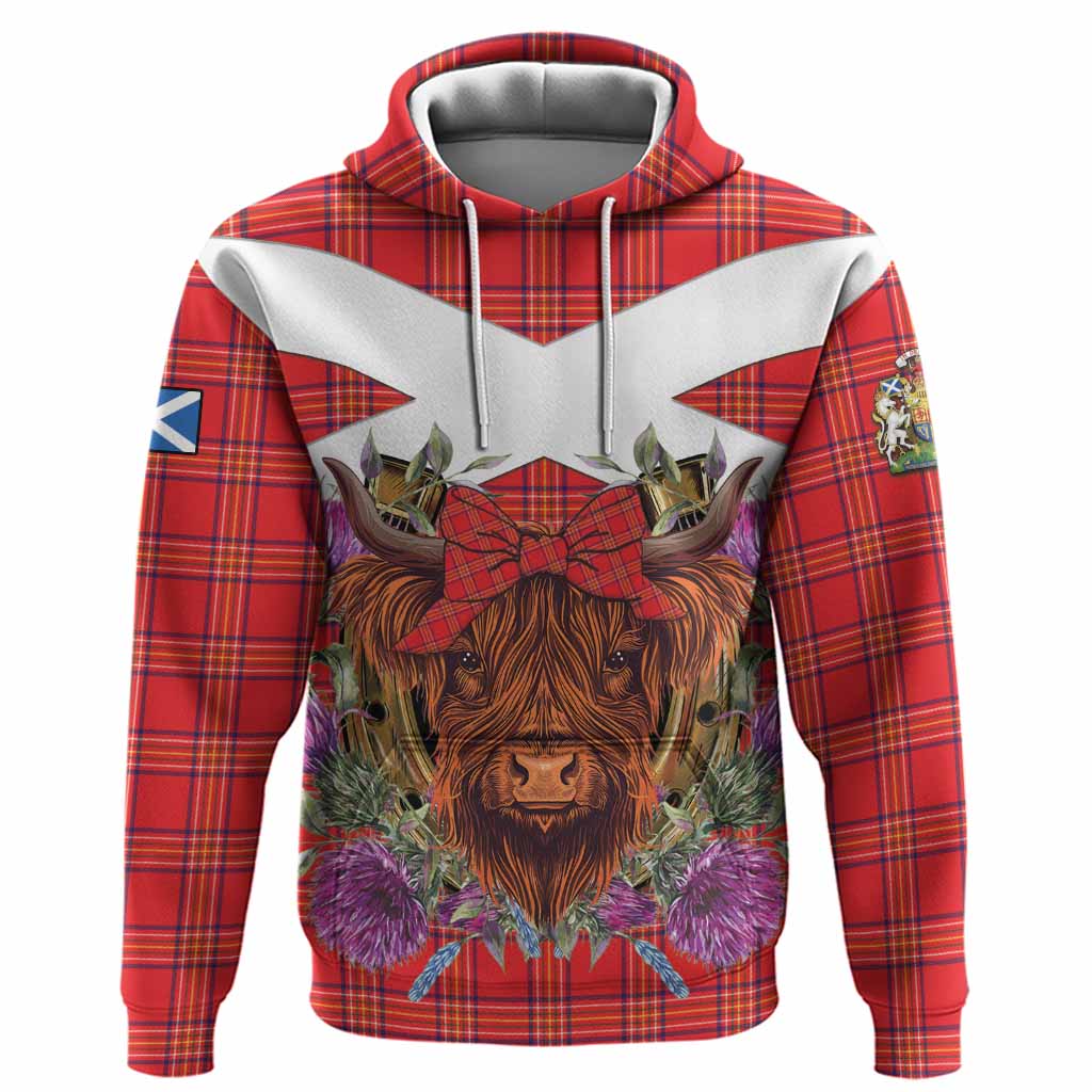 Burnett Tartan Hoodie Scottish Thistle Heilan Coo