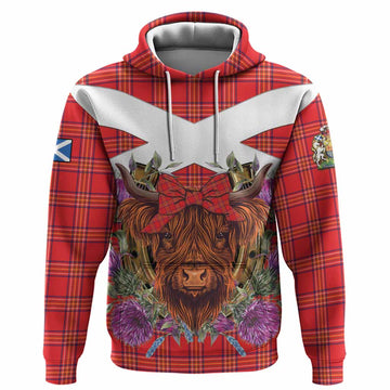 Burnett Tartan Hoodie Scottish Thistle Heilan Coo