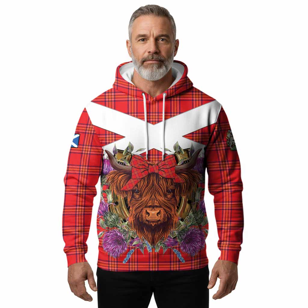 Burnett Tartan Hoodie Scottish Thistle Heilan Coo