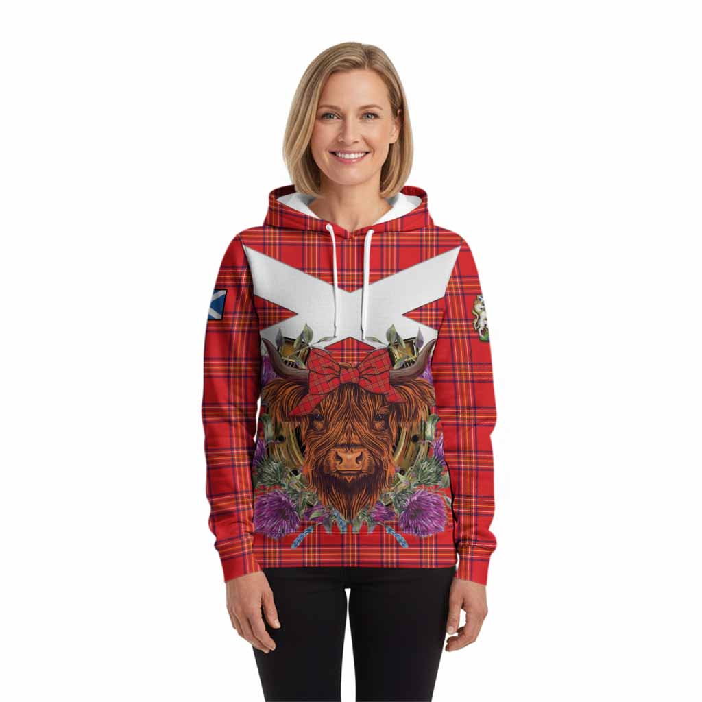 Burnett Tartan Hoodie Scottish Thistle Heilan Coo